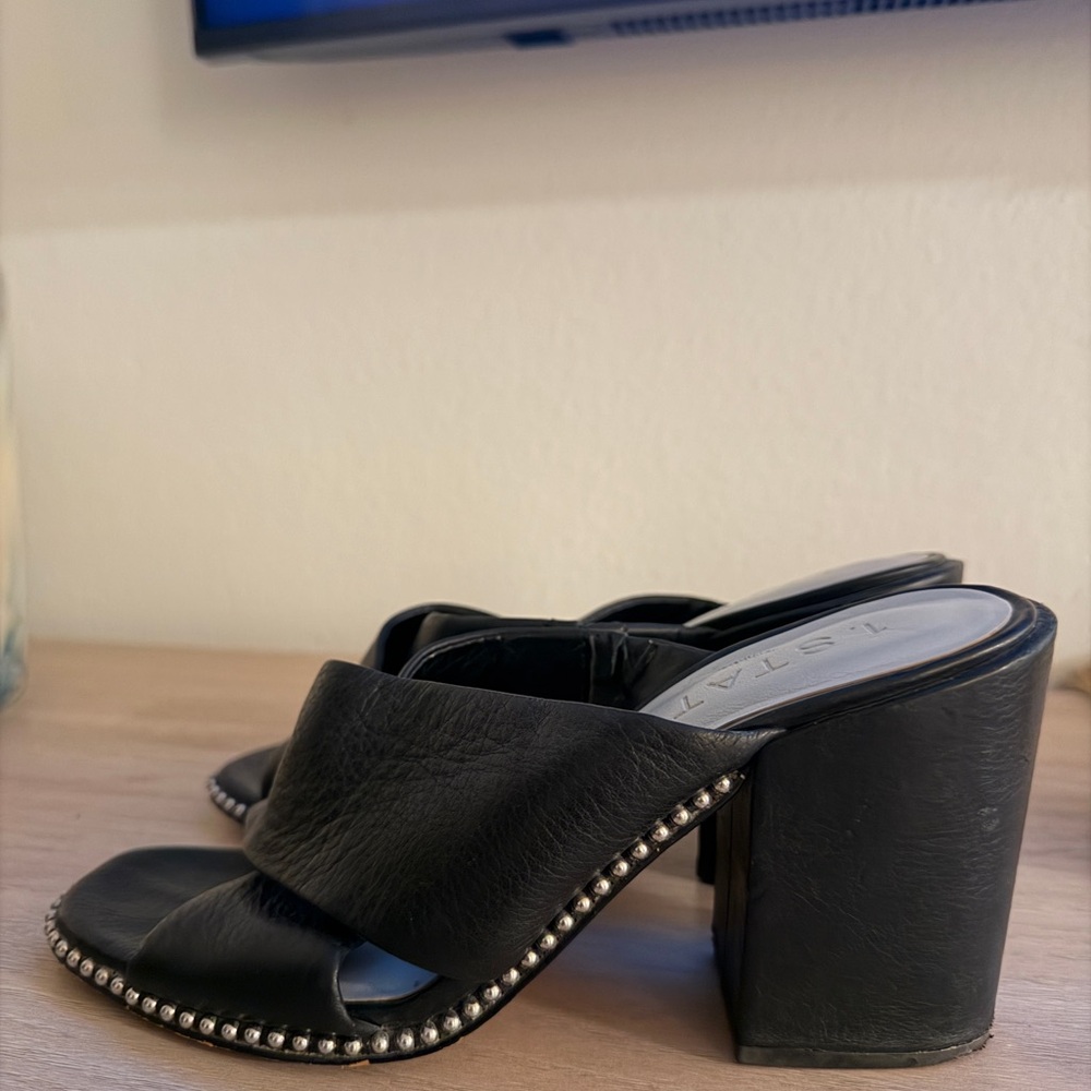 1. State Black Leather Studded Mules